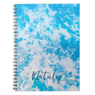 Caderno Espiral Superfície de gelo azul e branco personalizada