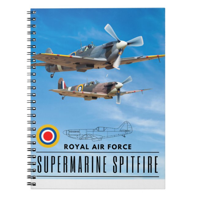 CADERNO ESPIRAL SUPERMARINE SPITFIRA - ROYAL AIR SQUADRON (Frente)