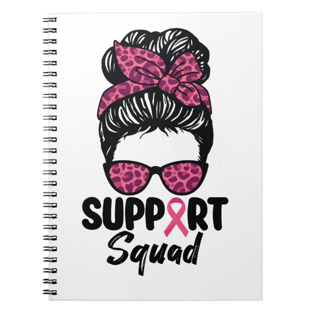 Caderno Espiral Suportar Cancer da Mama do Guerreiro Rosa-Rosa-Tro (Frente)