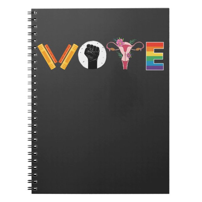 Caderno Espiral Suporte a Uterus LGBT nos Livros de VOTO (Frente)