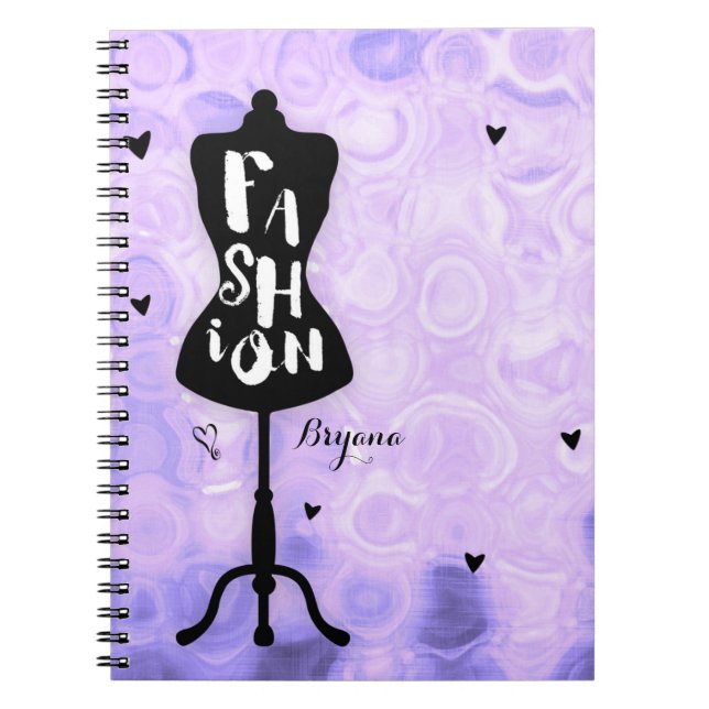 Caderno Espiral Suporte de Manequim Vintage Retro Roxo MODA (Frente)