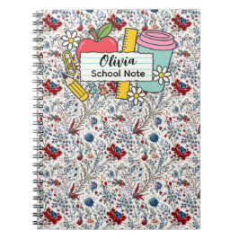 Caderno Espiral Suprimentos de volta às aulas Floral Prado Profess