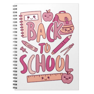 Caderno Espiral Suprimentos Estudantis Rosa Kawaii de Volta à Esco