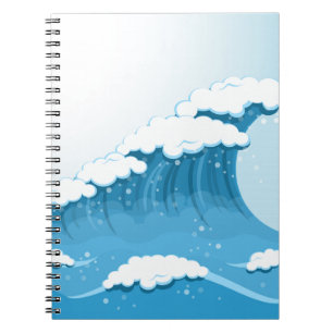 Caderno Espiral Surf de onda azul e oceano
