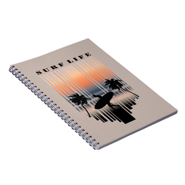 Caderno Espiral Surfer Entrando Na Praia Ao Sunset | Vida Surf (Lado Direito)