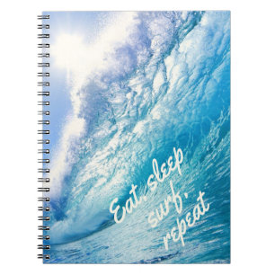 Caderno Espiral Surfer Onda Oceano Azul Comida Branca Surf Sono Re