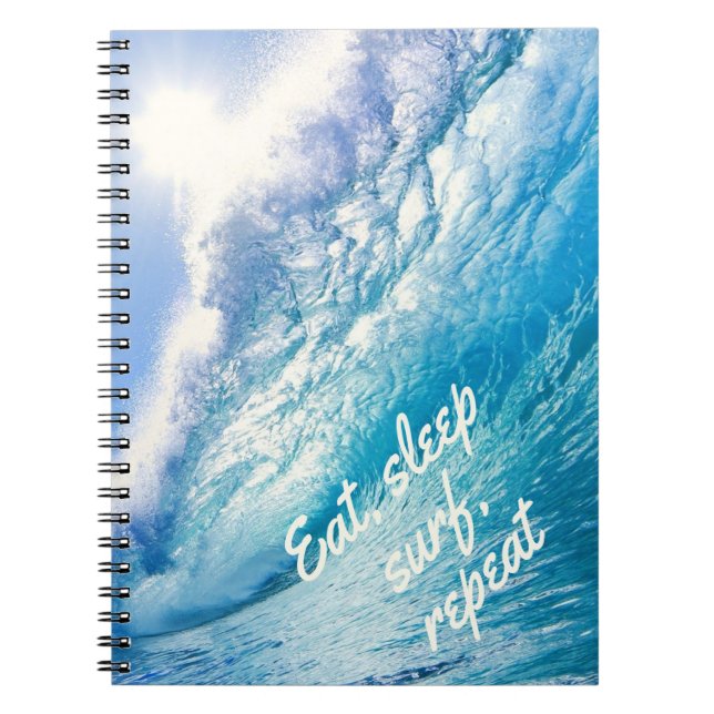 Caderno Espiral Surfer Wave Ocean Blue Eat Surf Repetitivo (Frente)