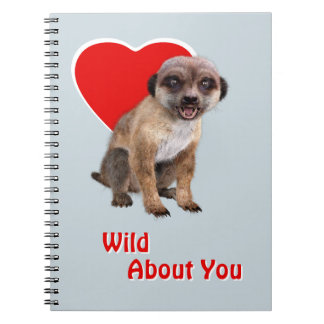 Caderno Espiral Suricata Fofa Louca por Você Coração Vermelho de A