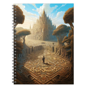 Caderno Espiral Surreal Maze Castle Landscape Fantasy Art