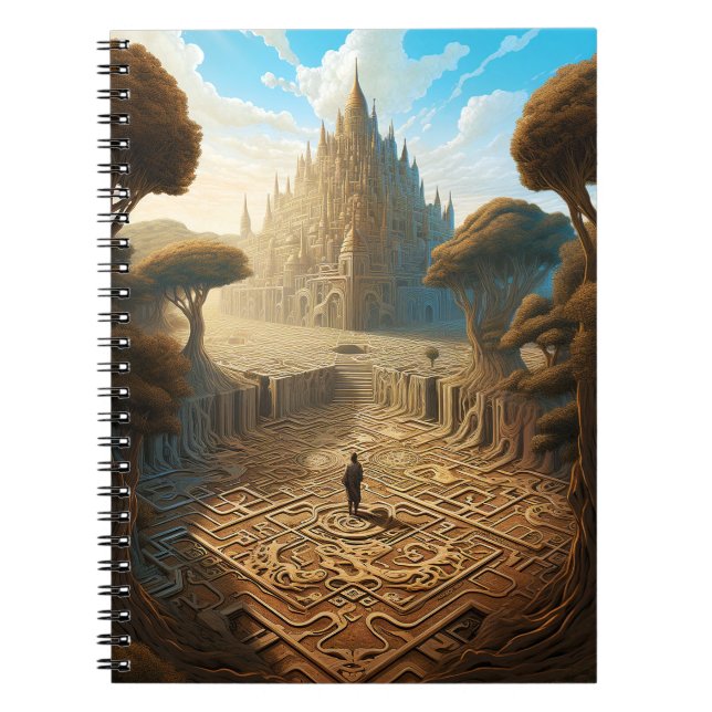 Caderno Espiral Surreal Maze Castle Landscape Fantasy Art (Frente)