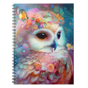 Caderno Espiral Surreal Owl Fantasy Art