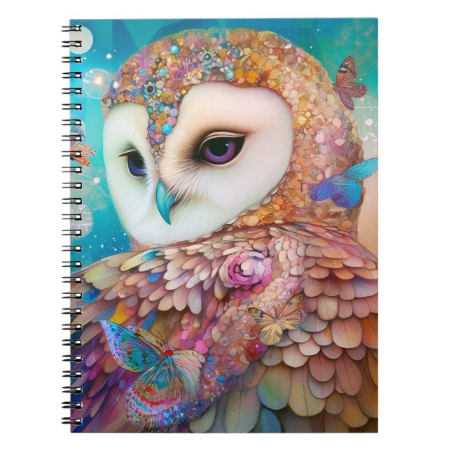 Caderno Espiral Surreal Owl Fantasy Art (Frente)