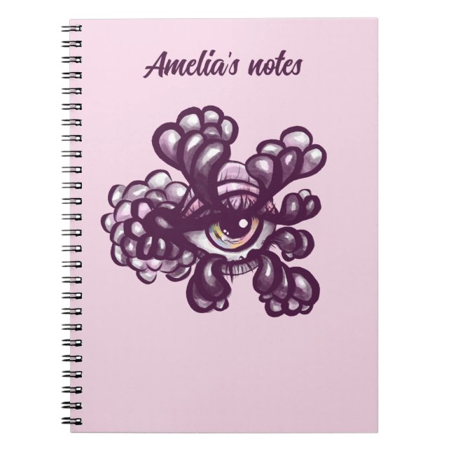Caderno Espiral Surreal Weirdcore Eye Artwork in Dreamy Pastel (Frente)