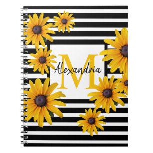 Caderno Espiral Susan Monograma, de olhos pretos, amarela, com fai