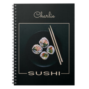 Caderno Espiral Sushi - bloco de notas de nome personalizado