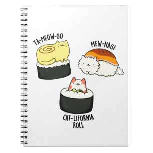 Caderno Espiral Sushi Cats Funny Sushi Pun