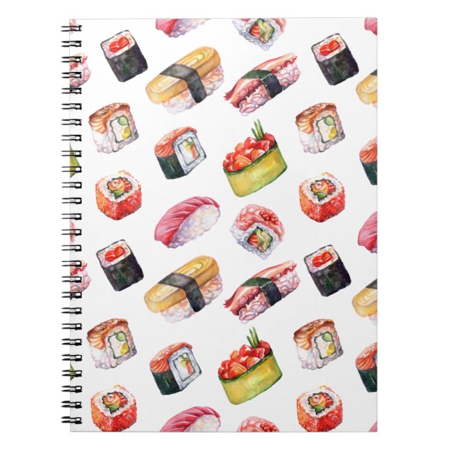 Caderno Espiral Sushi-comida japonês e nigiri (Frente)