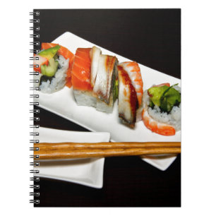Caderno Espiral Sushi Comida Restaurante come refeições exóticas C