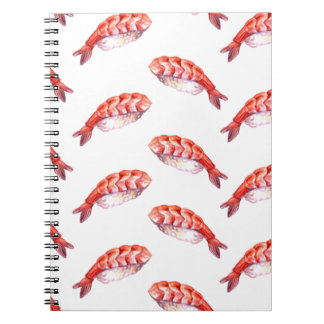 Caderno Espiral Sushi de comida japonês com camarão Abi