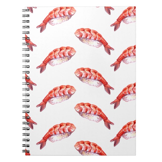 Caderno Espiral Sushi de comida japonês com camarão Abi (Frente)