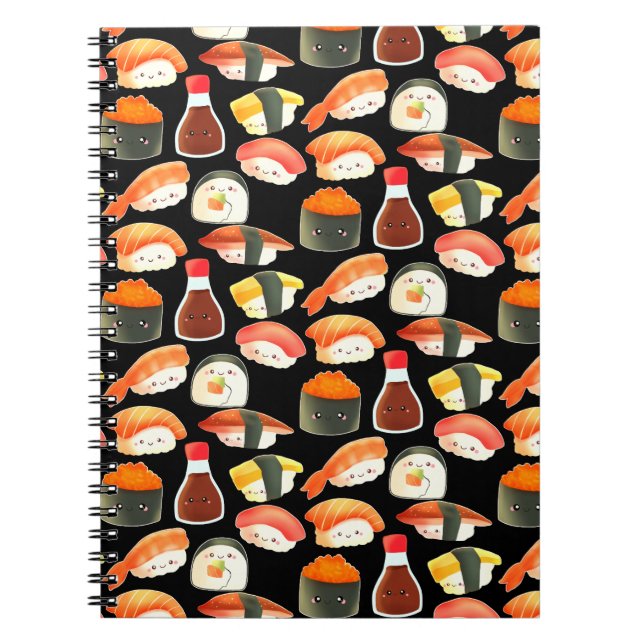Caderno Espiral Sushi japonês bonito (Frente)