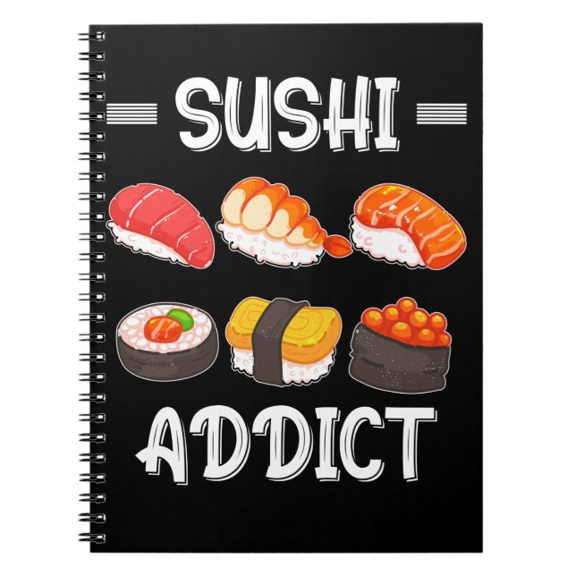 Caderno Espiral Sushi Lover Comida Japonesa Viciado em Sushi (Frente)