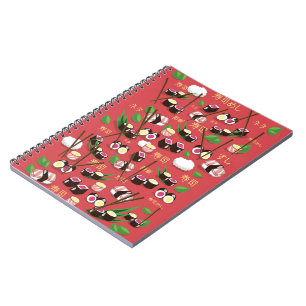 Caderno Espiral Sushi Vermelho