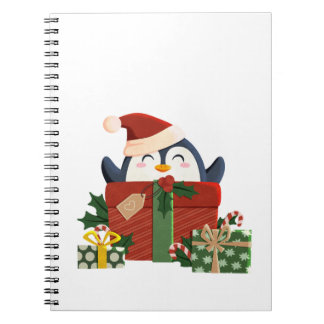 Caderno Espiral Süßer Pinguin wünscht frohe Weihnachten Postkarte