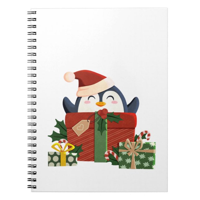 Caderno Espiral Süßer Pinguin wünscht frohe Weihnachten Postkarte (Frente)