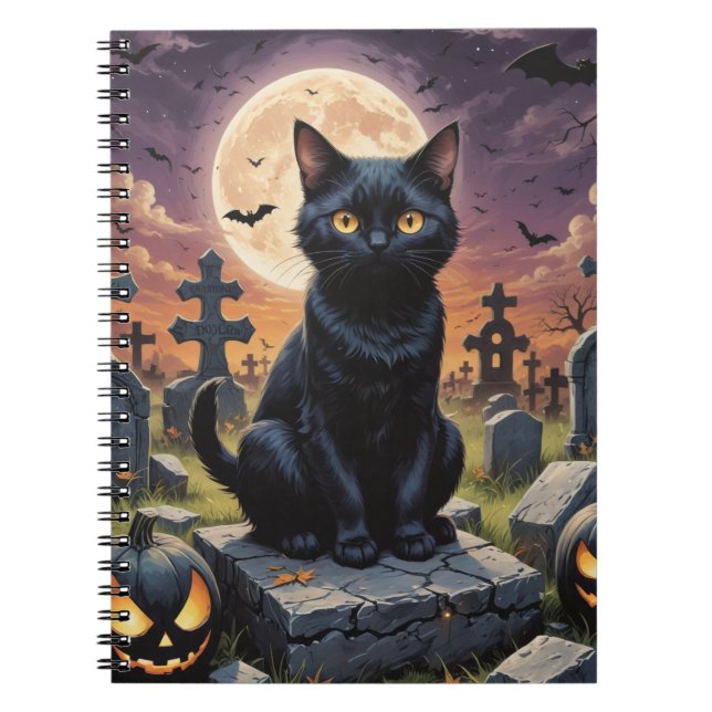 Caderno Espiral Sussurros da Hora das Bruxas - Gato Negro (Frente)