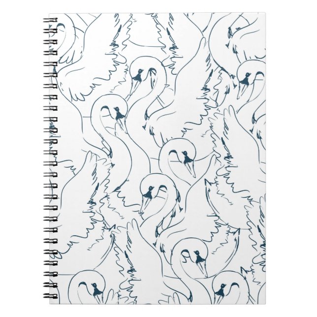 Caderno Espiral Swan Pattern Seamless, padrão, abstrato, traseiro (Frente)