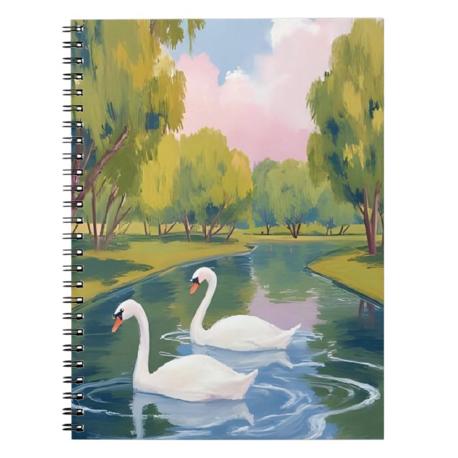 Caderno Espiral Swan Pond Boston Common Massachusetts Watercolor (Frente)