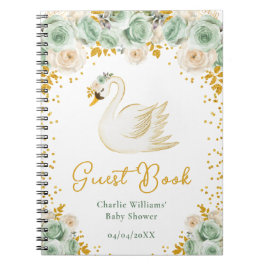 Caderno Espiral Swan Sage Green Rosas Chá de fraldas Livro de Conv