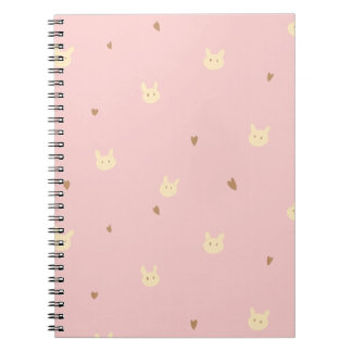 Caderno Espiral Sweet Bunny & Hearts Seamless Pattern – Cute Pink