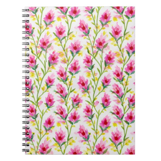 Caderno Espiral Sweet Pink Floral Pattern  (Frente)