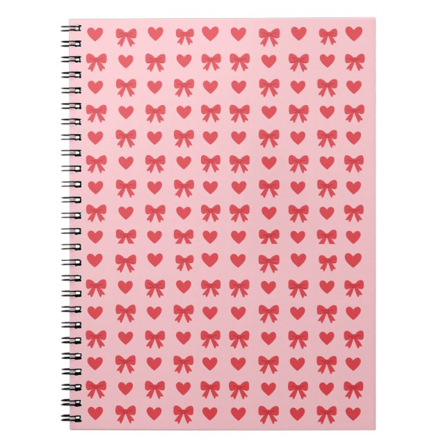 Caderno Espiral Sweet Pink Hearts & Bows Pattern (Frente)