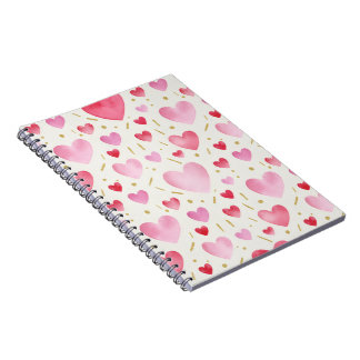 Caderno Espiral Sweet Pink Watercolor Hearts