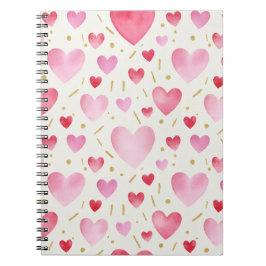 Caderno Espiral Sweet Pink Watercolor Hearts