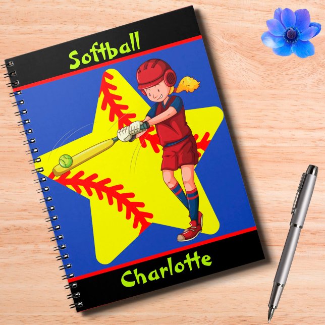 Caderno Espiral Swing de Bateria de Estrela de Girls de Softball P (Criador carregado)