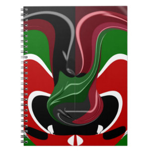 Caderno Espiral Swirling Kenyan Flag: Uma arte moderna do Motif