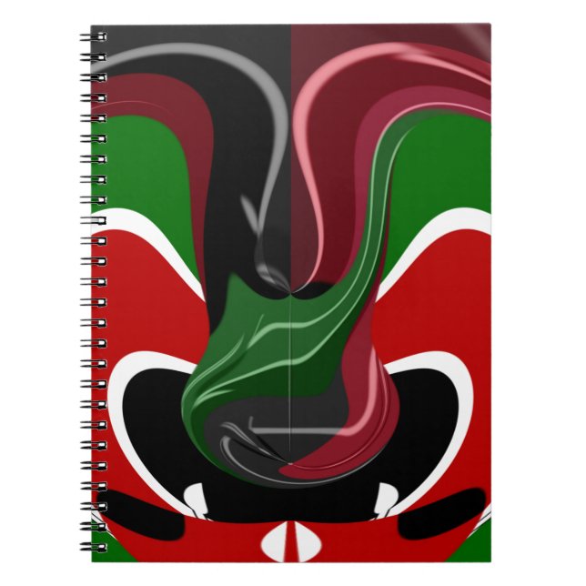 Caderno Espiral Swirling Kenyan Flag: Uma arte moderna do Motif (Frente)