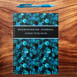 Caderno Espiral Swirls in Light Blue Aqua Teal and Black Stunning