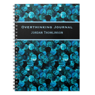 Caderno Espiral Swirls in Light Blue Aqua Teal and Black Stunning