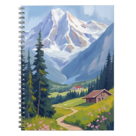 Caderno Espiral Swiss Alps Mountain Hillside Switzerland Art