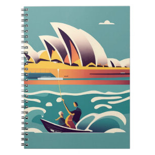 Caderno Espiral Sydney Opera House Austrália pintando souvenir