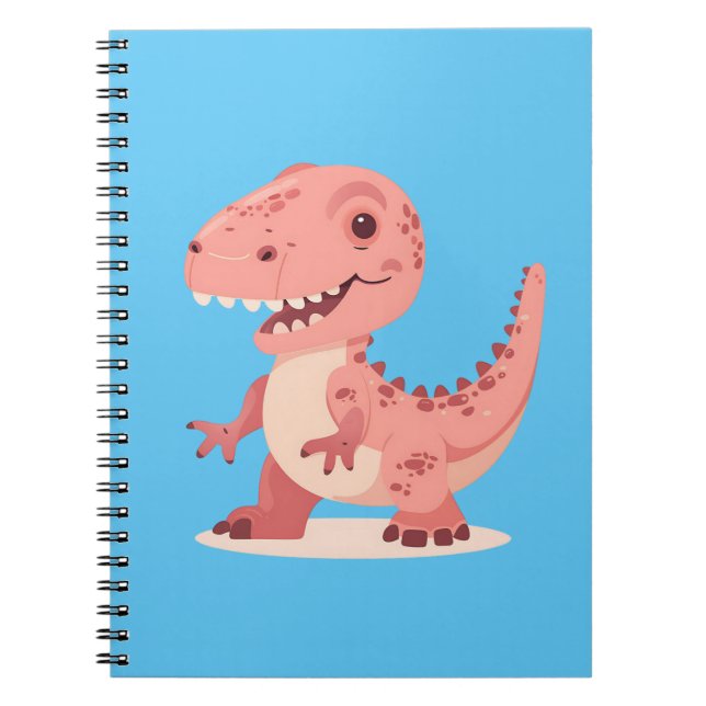 Caderno Espiral T-Rex Dino Rosa Divertido (Frente)