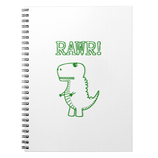 Caderno Espiral T Rex Dino Verde Irritado (Frente)