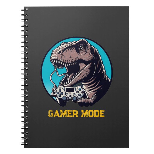 Caderno Espiral T-Rex Gamer Mode Dinosaur Art (Frente)