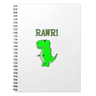 Caderno Espiral T-Rex RAWR bonito e com raiva