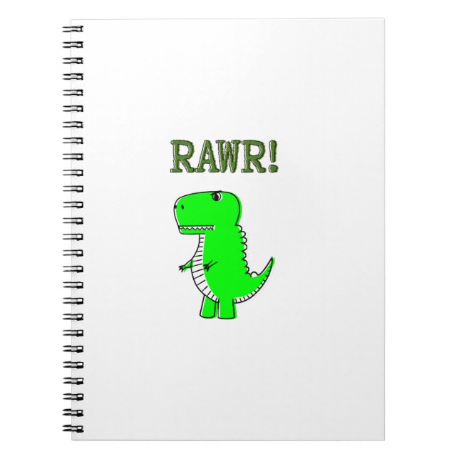 Caderno Espiral T-Rex RAWR bonito e com raiva (Frente)